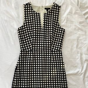 J Crew Wool/Silk blend professional dress, black and white checkered size 2